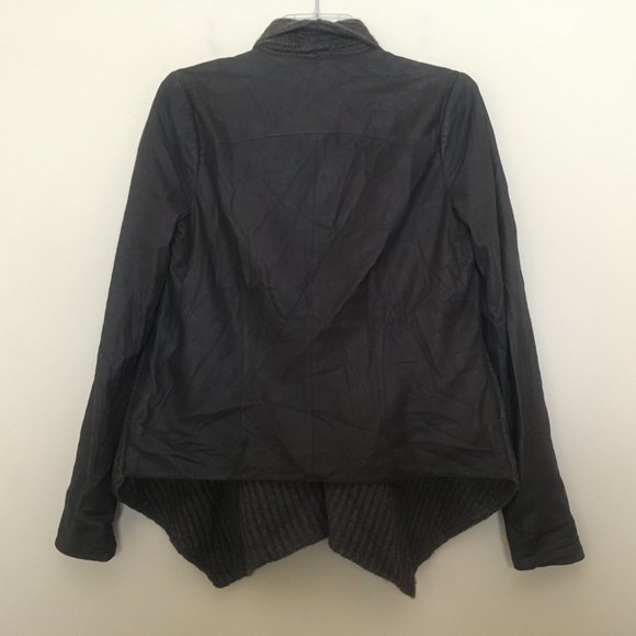 Vince Leather Wool Yak Ribbed Knit Open Jacket Size Small Old Money Quiet Luxury - Picture 3 of 9
